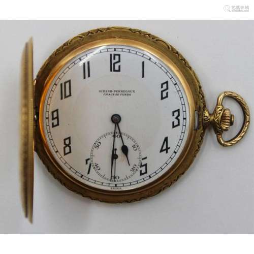 JEWELRY. Girard-Perregaux 18kt Gold Pocket Watch.