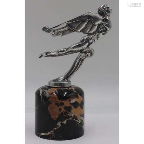 Art Deco Silverplate Car Mascot on a Marble Base.