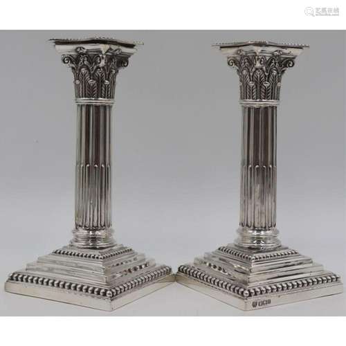 SILVER. Pair of Signed English Silver Candlesticks