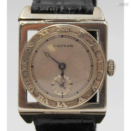 JEWELRY. Lady's Waltham 14kt Gold Deco Watch.