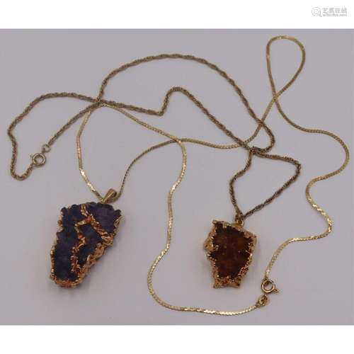 JEWELRY. (2) Geode Pendants and (1) 14kt Gold