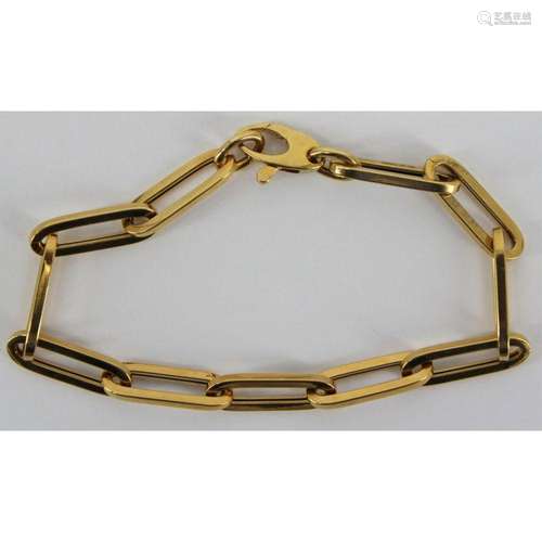 JEWELRY. Turkish 14kt Gold Paperclip Bracelet.