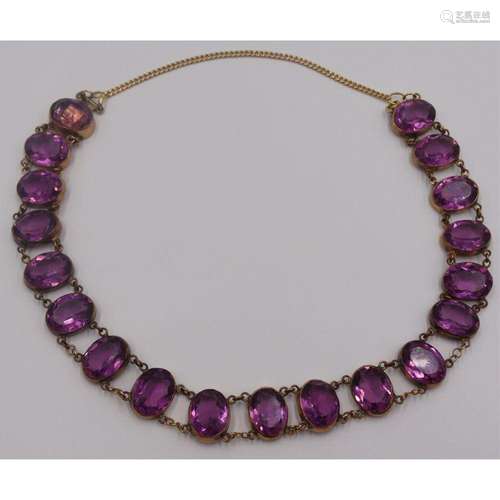 JEWELRY. Gilt Silver and Amethyst Necklace.