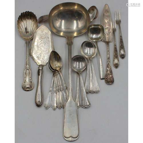 SILVER. Grouping of Sterling and Silver Flatware.