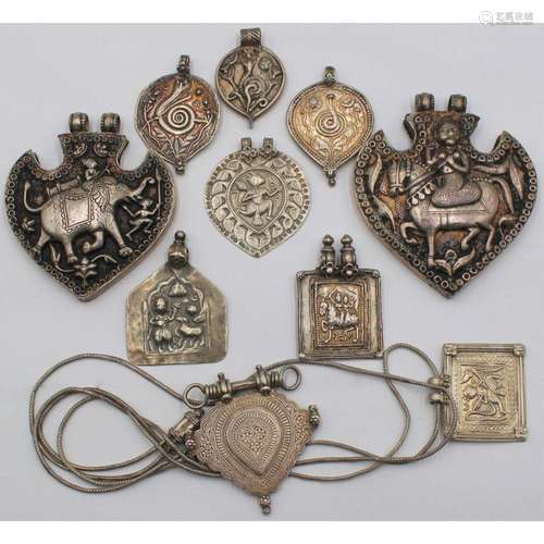 JEWELRY. Grouping of Indian Silver Pendants.