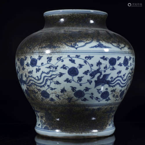 Blue and White Phoenix Jar