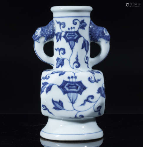 Blue and White Square Vase