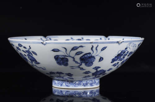 Xuande Blue and White Flower Conical Bowl