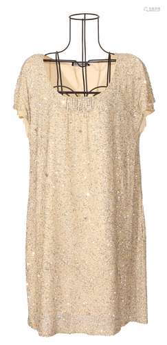 Twin set Robe courte beige à sequins Bon état Taille: L