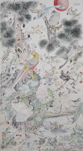 Chinese Bird-and-Flower Painting by Yan Bolong