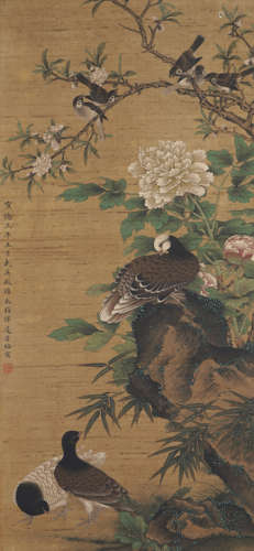 Chinese Bird-and-Flower Painting by Bian Jingzhao