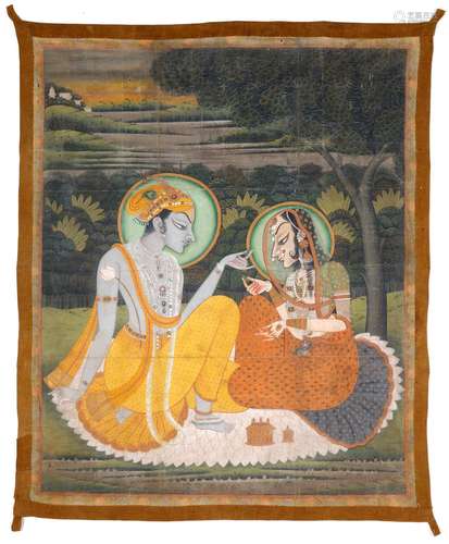 RADHA AND KRISHNA UNDER A TREE, RAJASTHAN, KISHANGARH, LATE ...