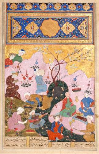 PRINCE IN A GARDEN COURTYARD, PERSIA, SAFAVID, 17TH CENTURY