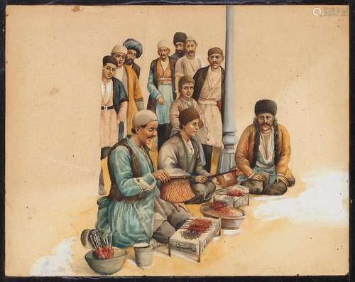 ROASTING ON THE MARKET, QAJAR, IRAN, 19TH CENTURY