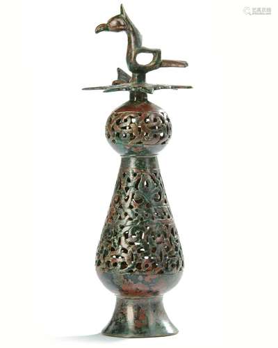 A KHORASAN OPENWORK BRONZE FINIAL, PERSIA, 12TH-13TH CENTURY