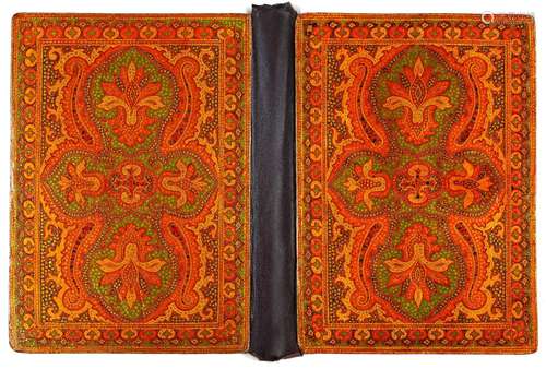 A POLYCHROME LACQUER BOOK BINDING, QAJAR, PERSIA, 19TH CENTU...