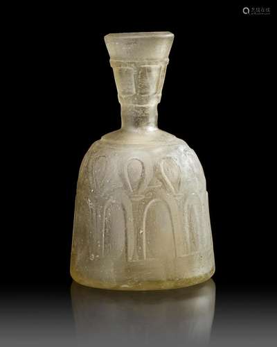 A WHEEL-CUT CLEAR GLASS BOTTLE NORTH EAST IRAN, 9TH-10TH CEN...