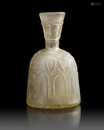 A WHEEL-CUT CLEAR GLASS BOTTLE NORTH EAST IRAN, 9TH-10TH CEN...