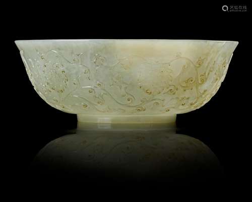 A CARVED JADE BOWL, INDIA, 18TH CENTURY