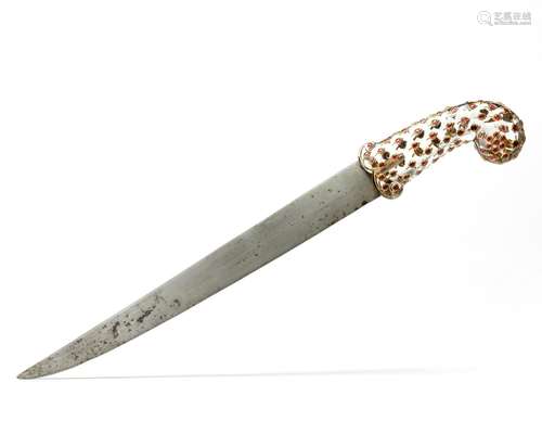 A GEM SET ROCK CRYSTAL-HILTED DAGGER, MUGHAL, INDIA, 18TH CE...