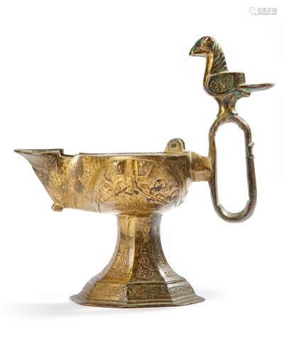 A SELJUK BRONZE OIL LAMP, CENTRAL ASIA, 12TH-13TH CENTURY