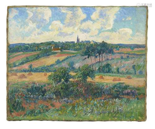 Henry MORET 1856 - 1913 Paysage de moisson en Bretagne- circ...