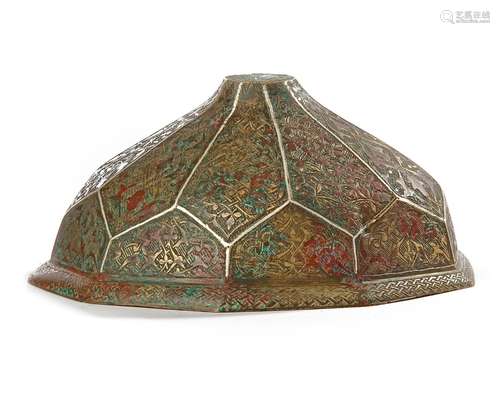 A KHORASAN SILVER-INLAID BRONZE HEXAGONAL COVER, CIRCA 1200