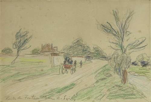 Alfred SISLEY 1839-1899 Route de Fontainebleau Crayon et cra...