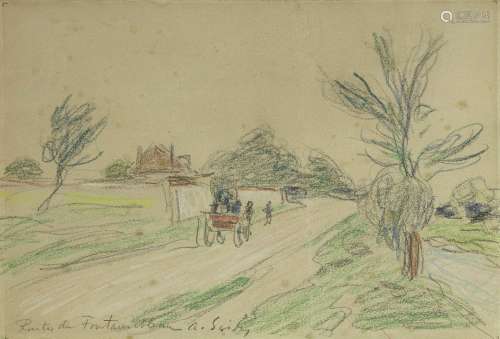 Alfred SISLEY 1839-1899 Route de Fontainebleau Crayon et cra...