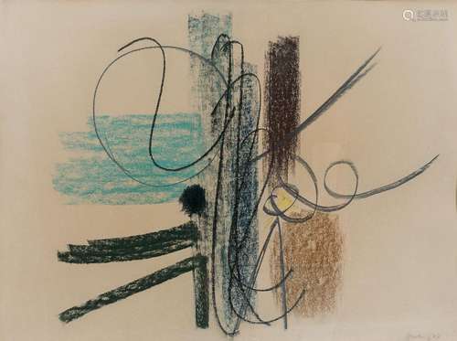 Hans HARTUNG (1904 - 1989) SANS TITRE - 1947 Pastel sur papi...