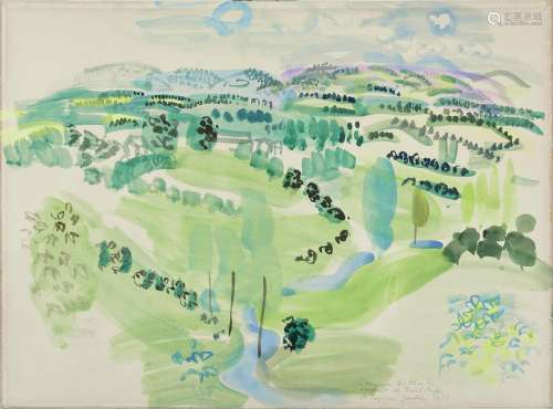 Raoul DUFY 1877-1953 Paysage d'Auvergne - 1931 Aquarell...