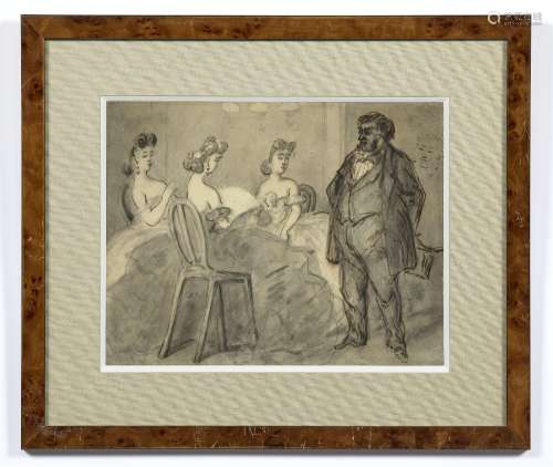 Constantin GUYS 1802 - 1892 Femmes et visiteurs Plume et lav...