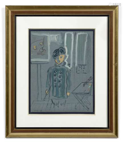 Francisco BORES 1898 - 1972 Peintre jeune homme - 1943 Gouac...