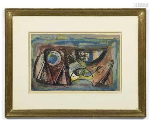 Hans REICHEL 1892 - 1958 Composition - 1950 Aquarelle et enc...