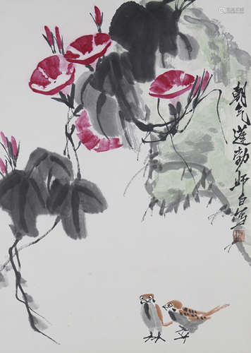 Chinese Bird-and-Flower Painting by Lou Shibai