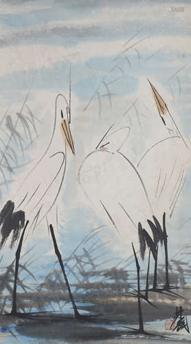 The Cranes，by Lin Fengmian