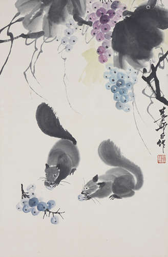 The Squirrel and Grapes，by Lou Shibai