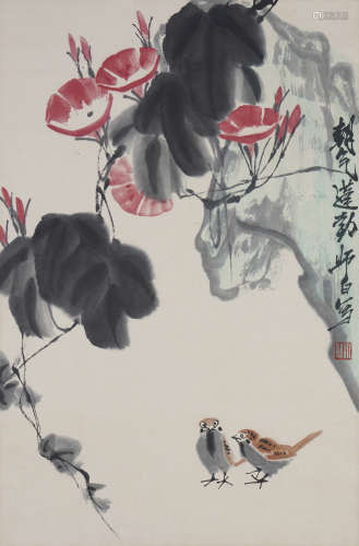 Chinese Bird-and-Flower Painting by Lou Shibai