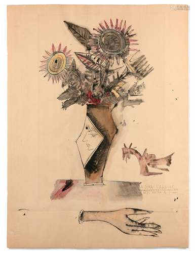 Wifredo LAM 1902 - 1982 BOUQUET DE FLEURS POUR DORA Aquarell...