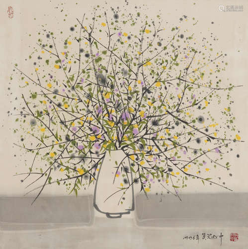 Chinese Flower Painting By Wu Guanzhong