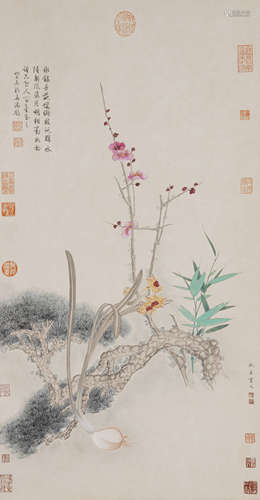 Chinese Flower Painting by Qiu Ying