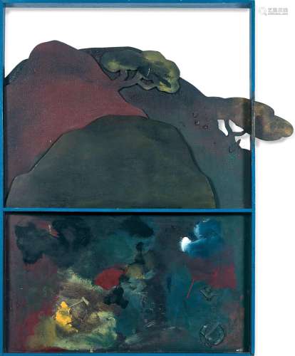 Claude GILLI (1938 - 2015) PAYSAGE - 1964 Bois découpé peint