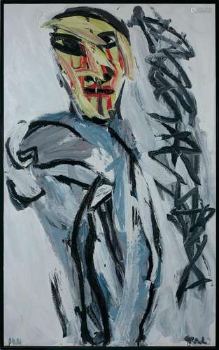 Karel APPEL (1921 - 2006) WOMAN ou L'ORATEUR - 1981 Hui...