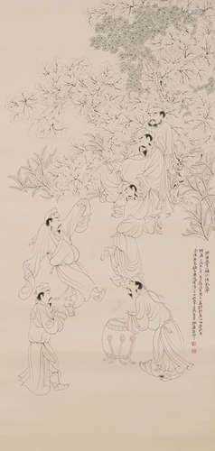 Chinese Figure Painting by Zhang Daqian