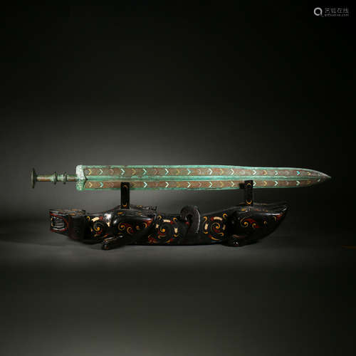 Gold and Turquoise Inlaying Bronze Sword