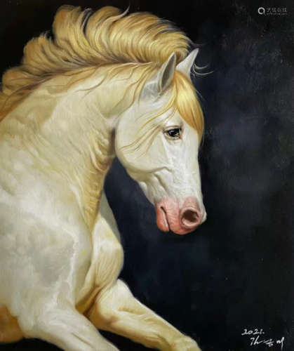 Horse Oil Painting, signed Kim Kyung-mi Kim Kyung-mi, born o...