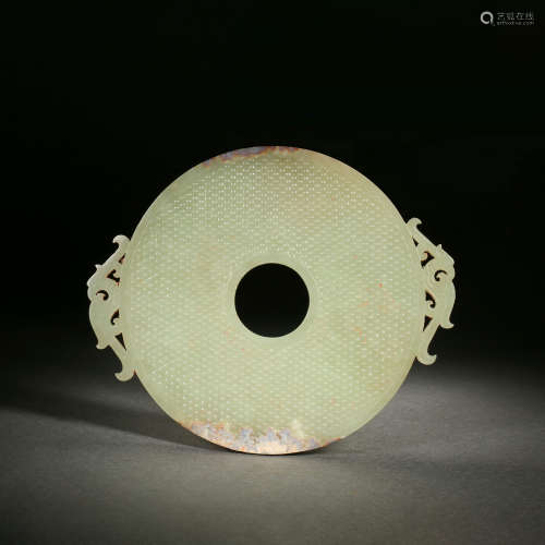 Carved Celadon Jade Disc Bi