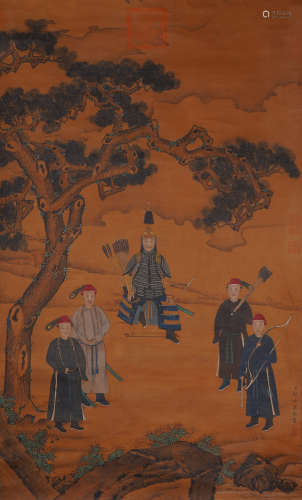 Chinese Hunting Painting, signed Lang Shining