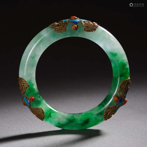 Embellished Jade Bangle