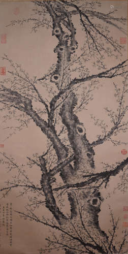 Chinese Plum Blossom Painting, signed Wang Mian